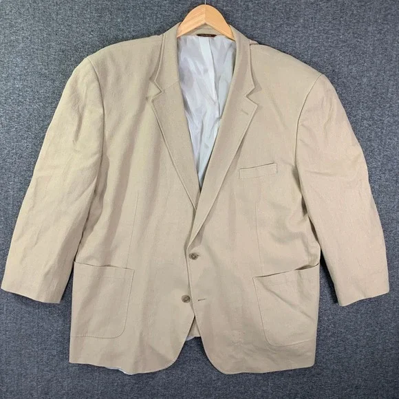 Oak Hill Linen Blazer Jacket Men 58L Beige Oversize DXL Sport Coat Suit Jacket